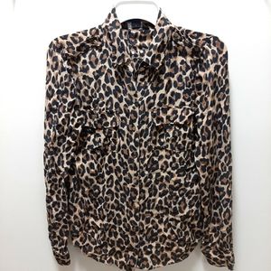 White house black market leapord print blouse.